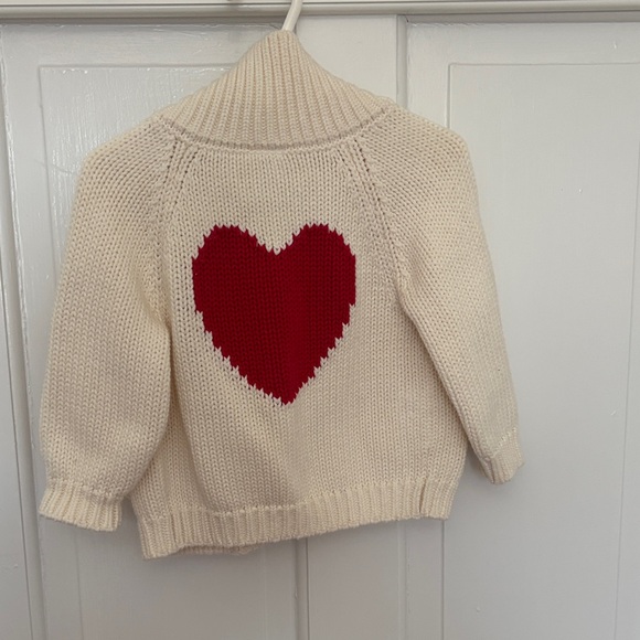 GAP Cream Cardigan with Red Heart - Picture 1 of 3
